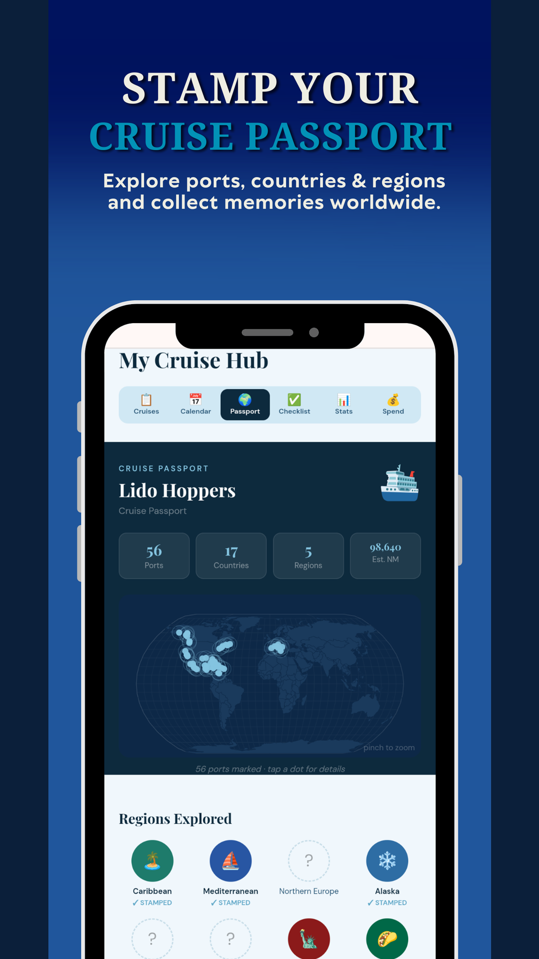 Stamp your Cruise Passport — world map