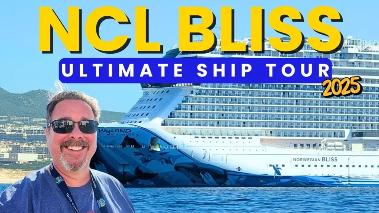 thumbnail preview image of ncl bliss with tony in the foreground and the cruise ship in the background